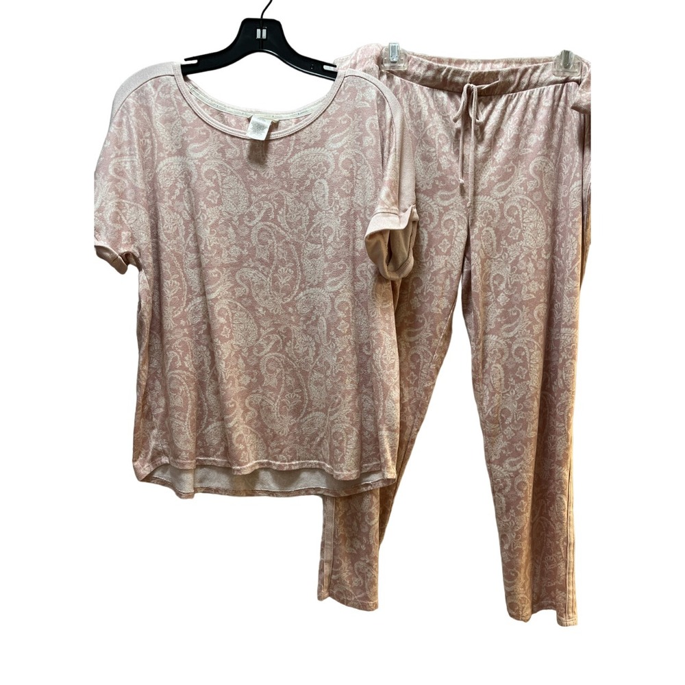 Lucky Brand Pajamas short sleeve shirt pants XXL pink paisley soft 27.5" inseam - Picture 1 of 7
